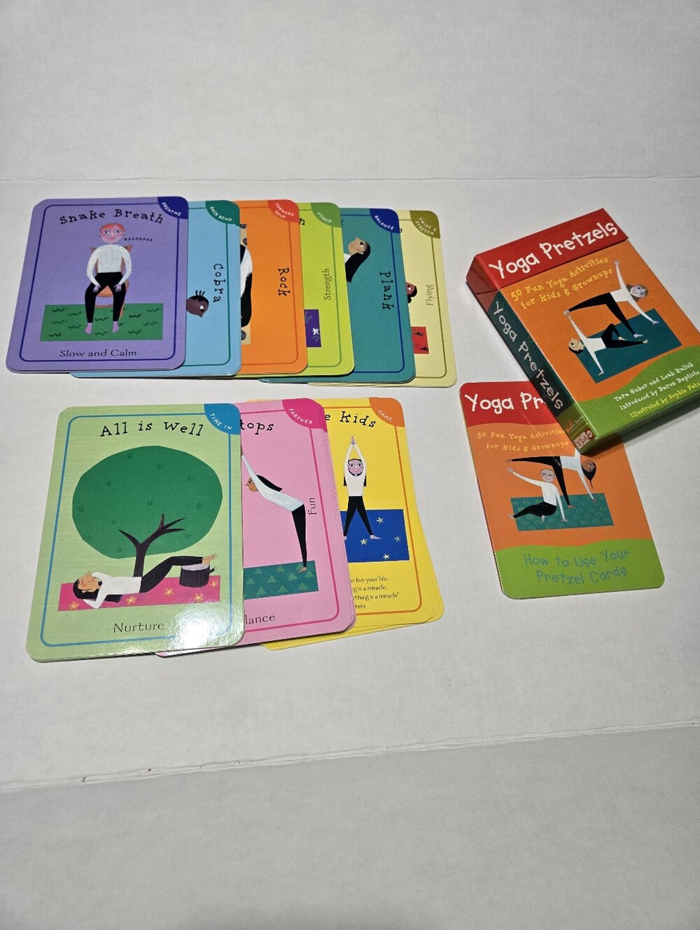 Yoga Pretzels Card Deck, Fun Yoga Activities for Kids and Adults, box set